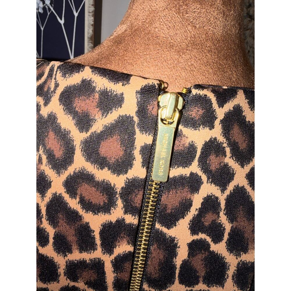 Michael Kors Leopard Print Cap Sleeve Shift Dress Size 14 EUC - Picture 9 of 12